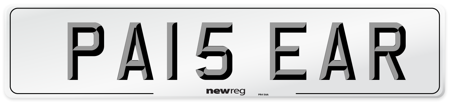 PA15 EAR Number Plate from New Reg